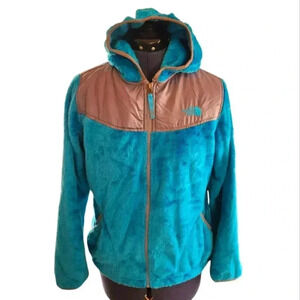 North Face fleece girls Jacket soft warm turquoise gray zip up hoodie sweater